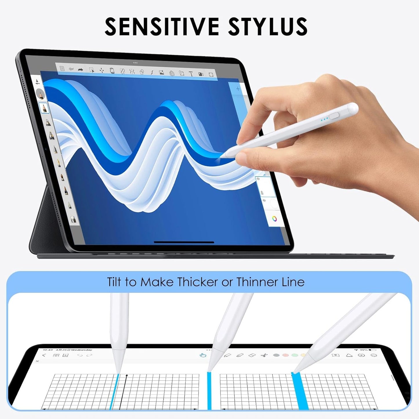 Stylus Pen for iPad 2018-2025, 2X Fast Charge iPad Pencil 2nd Generation Compatible with Apple iPad Pro M4/ 12.9"(6/5/4/3)/ 11"(4/3/2/1), Mini 6/5, Air (M2/5/4/3), (10/9/8/7/6)