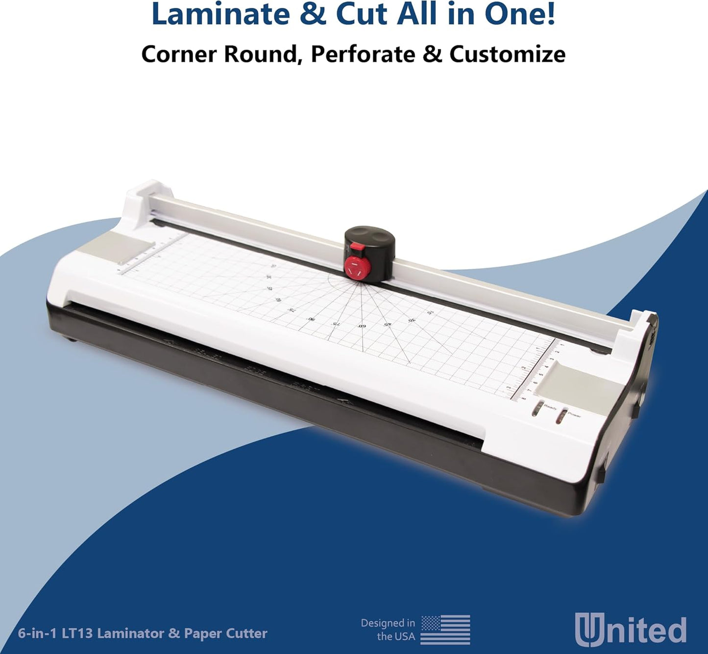 United Office Products LT13 6-in-1 Thermal & Cold Laminator with Paper Trimmer and Corner Rounder, 13” Width, Laminating Machine for Home, Office and Schools