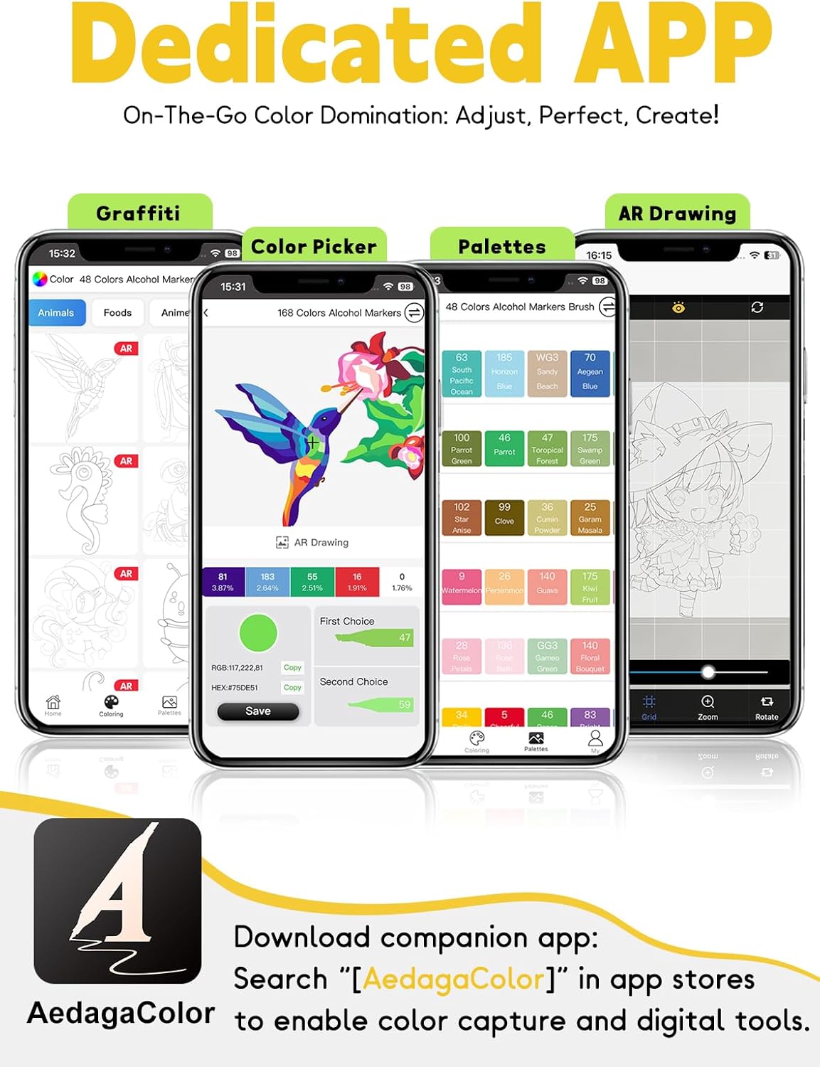 YHC 120 Colors Alcohol Brush Marker with Free App,Dual Tips Art Markers for Adults and Kids, Alcohol Based Brush & Chisel Tips Markers for Drawing, Coloring, Painting, Sketching