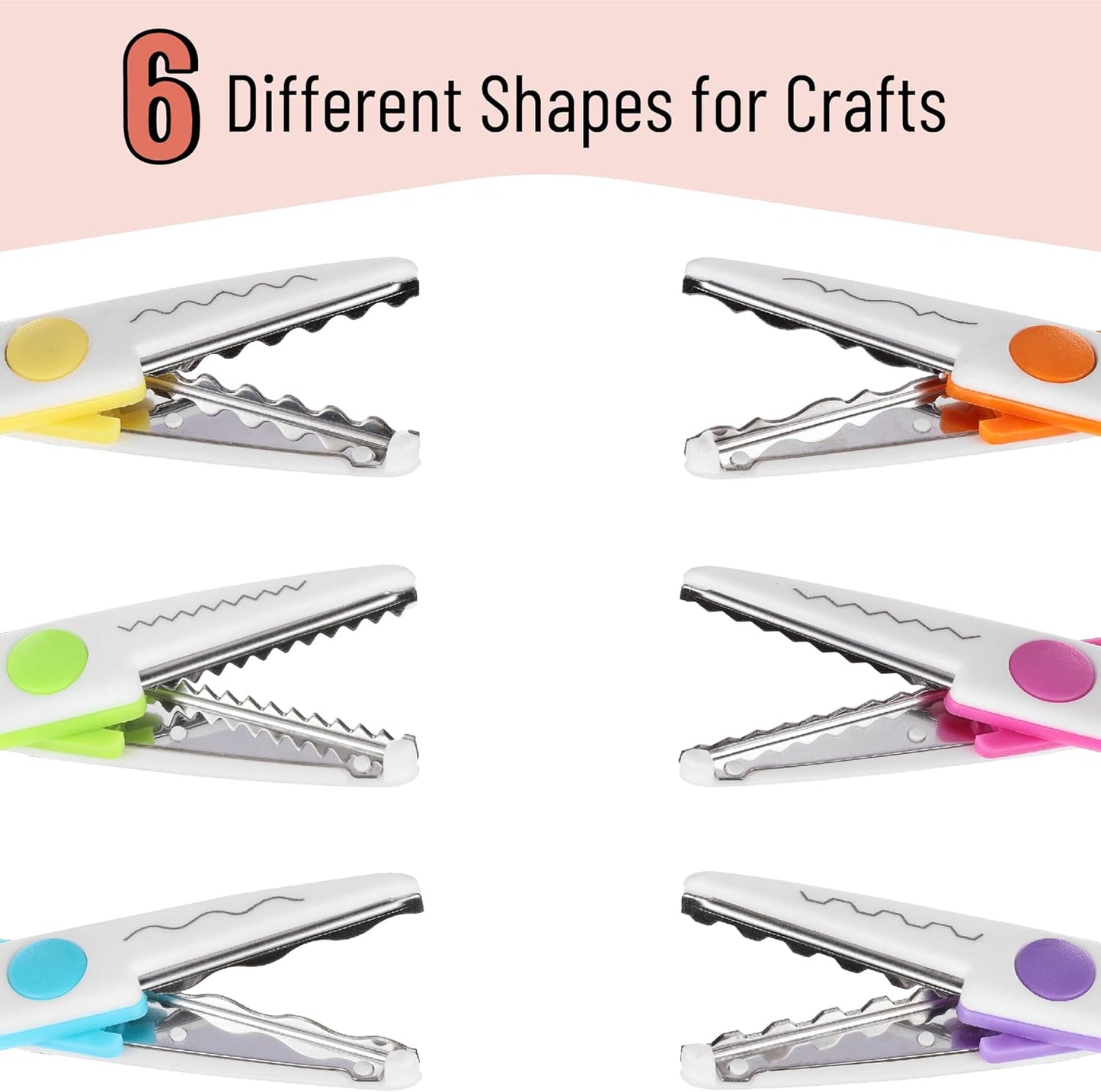 Mr. Pen Craft Scissors - Decorative Edge, 6 Pack, White & Vibrant Color, Zig Zag & Pattern Scissors for Crafting & Scrapbooking