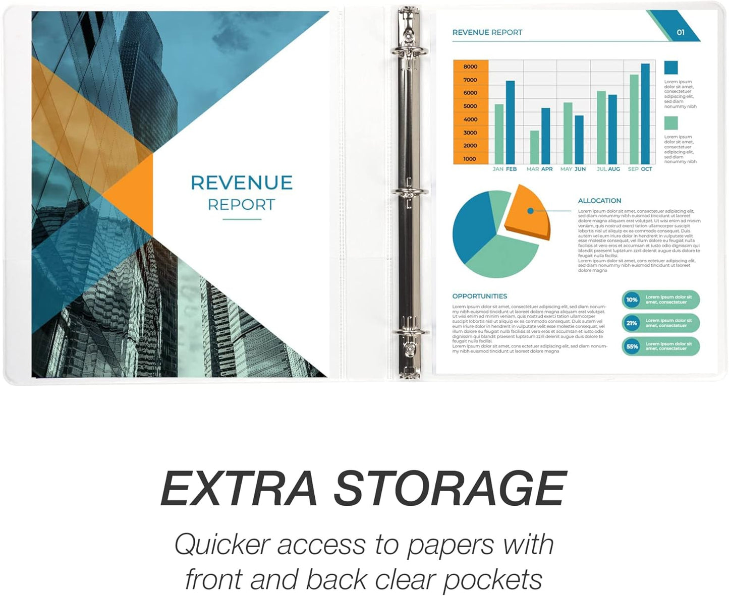 Samsill 1 Inch 3 Ring Binder, Made in USA, Economy Round Ring, Clear View Cover, 200 Sheet Capacity - for School, Home, Office - Pearl White