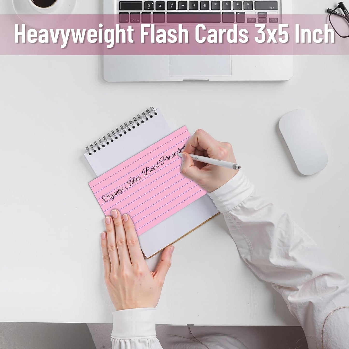 500 Count Index Cards 3x5 Inch Colored Ruled Lined Heavyweight Flash Cards Study Cards with Sturdy Cardstock Durable Flashcards Note Cards for Note Taking, Language Learning, School & Office Supplies