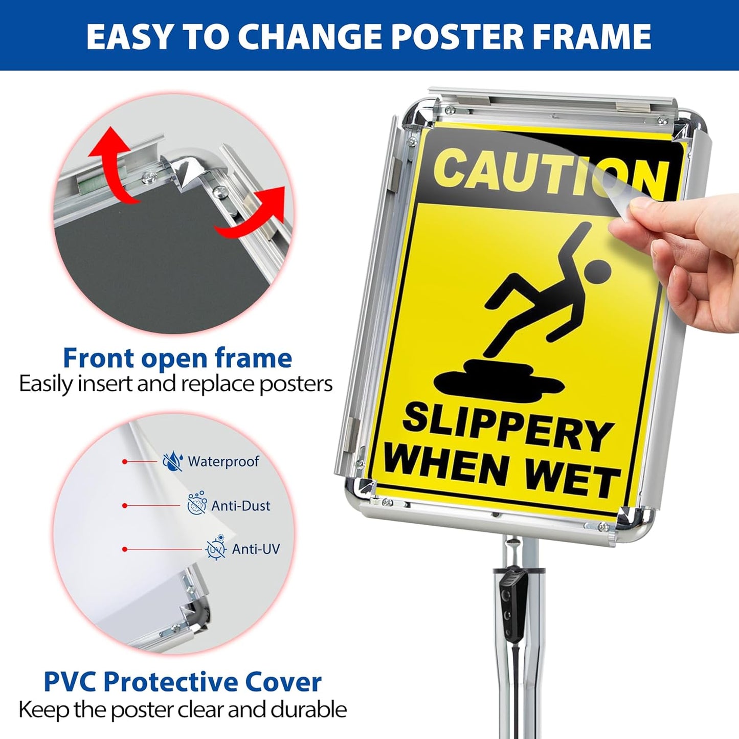Sign Holder Stand 11x17 Inch - 6Packs Floor Standing Sign Holder - Adjustable Poster Sign Stand Pedestal Sign Holder for Vertical & Horizontal View Signage Stand, Silver