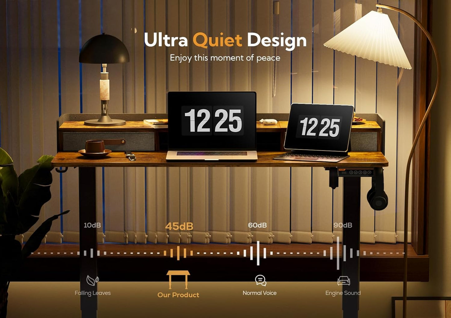 Claiks Standing Desk with Drawers, Stand Up Electric Standing Desk Adjustable Height, Sit Stand Desk with Storage Shelf and Splice Board, 55 Inch, Rustic Brown