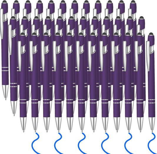 36 Pcs Blue Ink Ballpoint Pen with Stylus 2 in 1 Ballpoint Pen for Touch Screens School Office Coworkers (Deep Purple)
