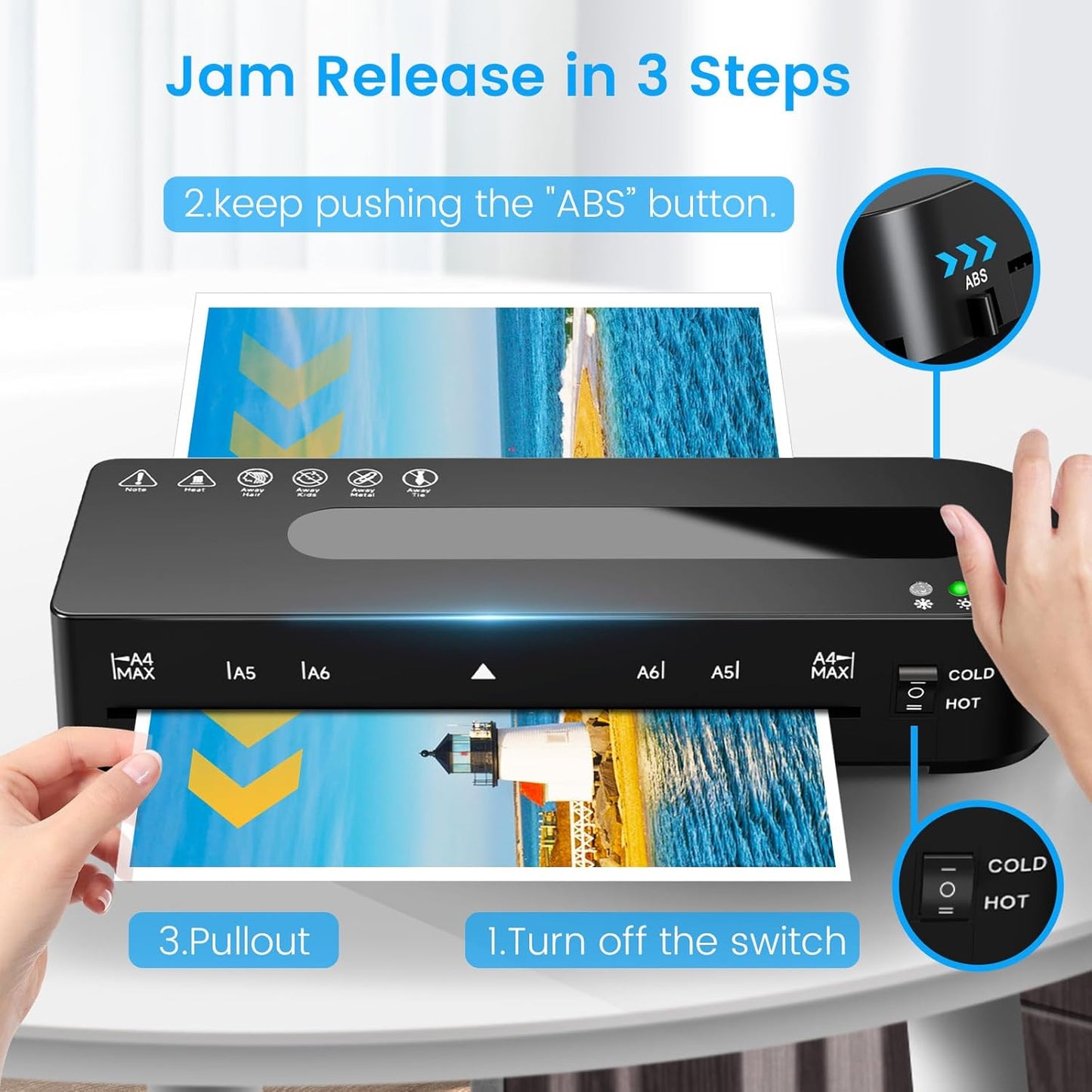 Laminator Machine, A4 Laminators Hot & Cold with 20 Laminating Sheets and Trimmer, 9 Inch Laminating Machine for Office, School, Business and Home