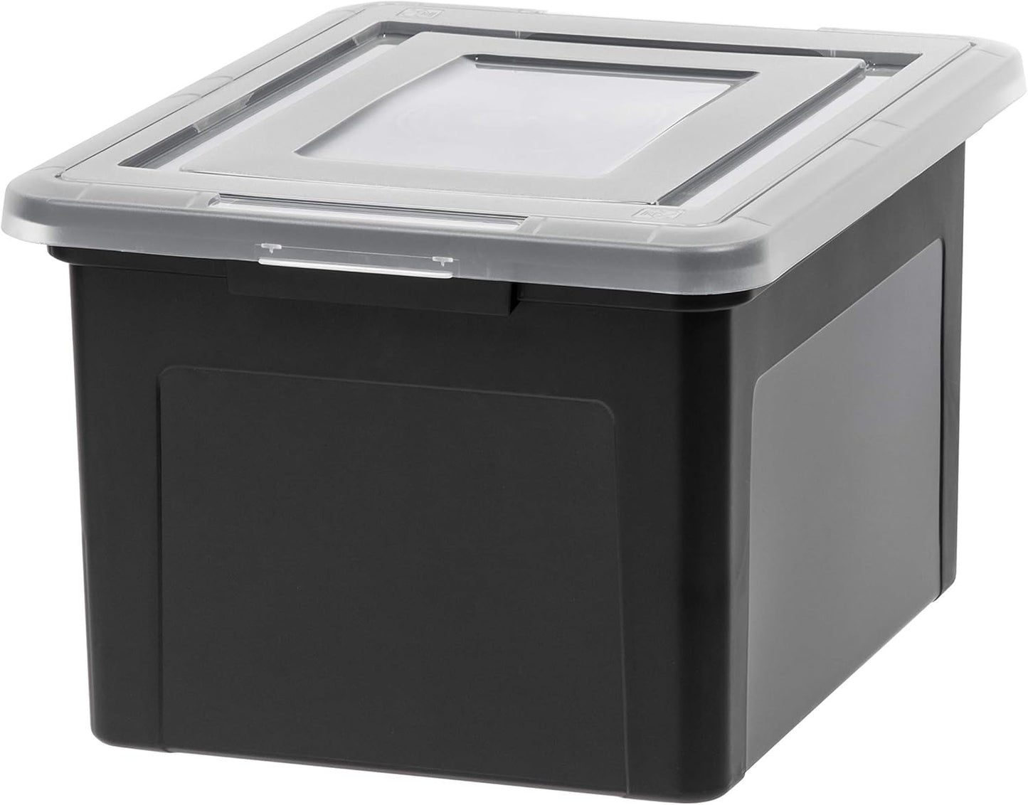 IRIS USA File Box File Organizer Plastic File Box for Letter/Legal File, BPA-Free Plastic Storage Bin Tote Organizer with Durable and Secure Latching Lid, Stackable and Nestable, Black 35 Qt. 1Pack