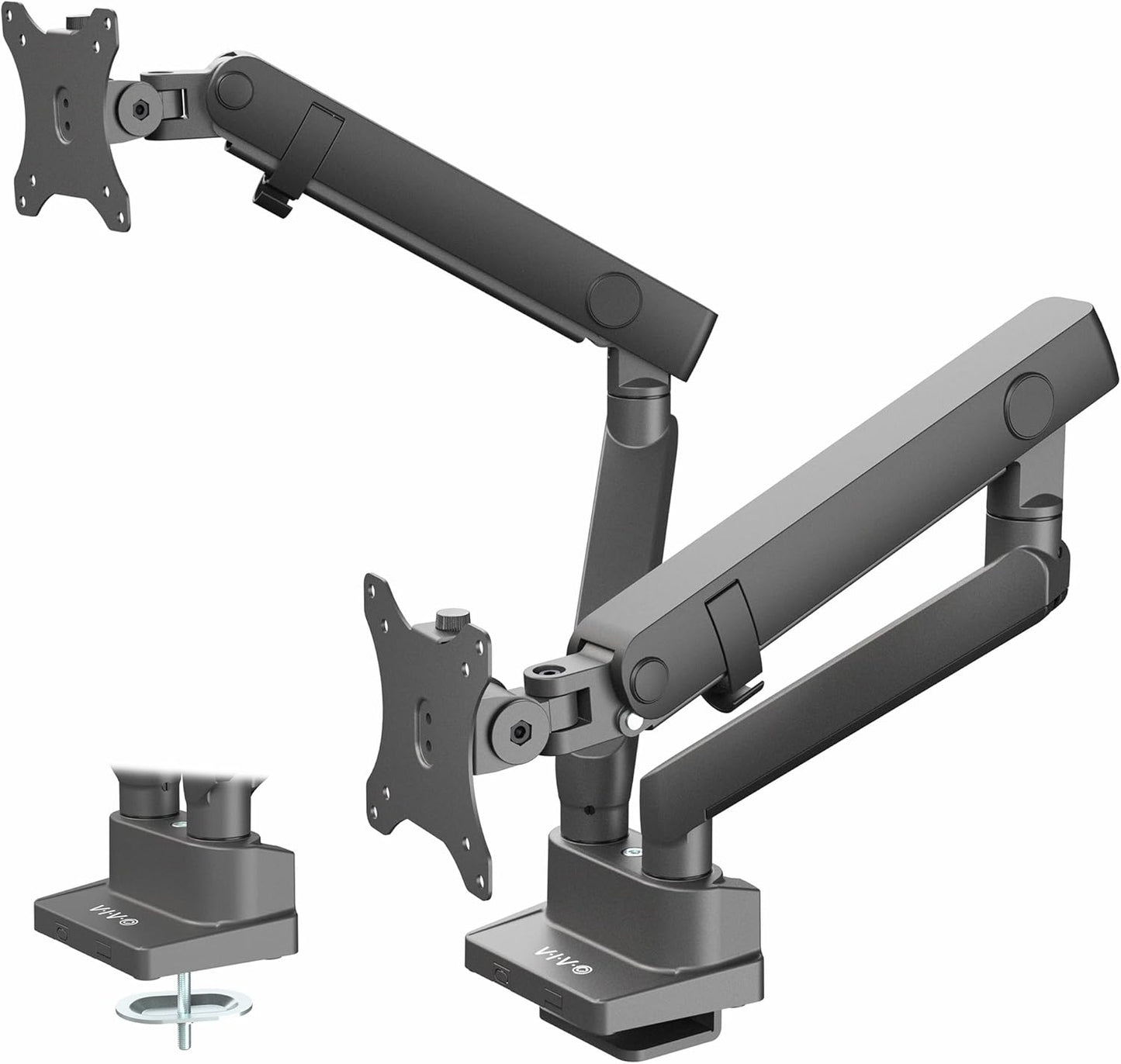 VIVO Premium Aluminum Full Motion Dual Monitor Desk Mount Stand with Lift Engine Arm, Fits Ultrawide Screens up to 35 inches, STAND-V102BB