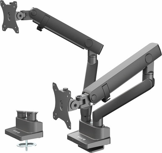 VIVO Premium Aluminum Full Motion Dual Monitor Desk Mount Stand with Lift Engine Arm, Fits Ultrawide Screens up to 35 inches, STAND-V102BB
