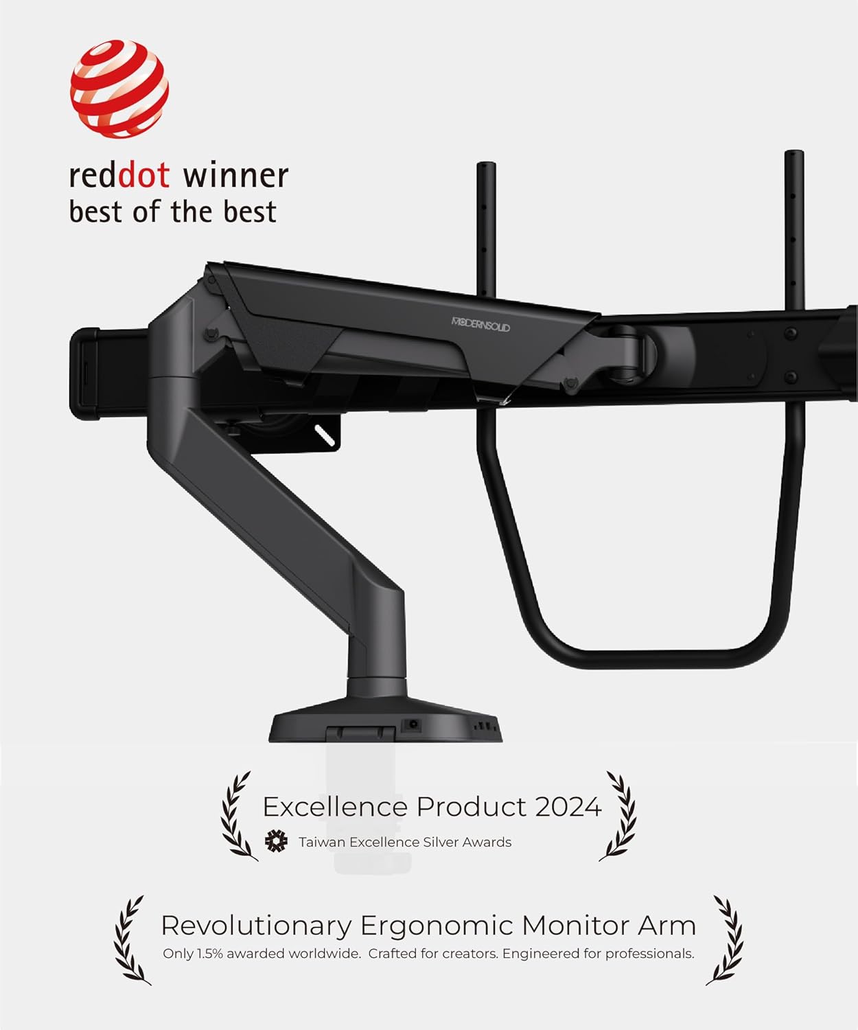 Dual Monitor Arm Desk Mount with Gas Spring & USB Charging, Fits 17–32” inches Screens up to 33 lbs, VESA 75x75/100x100, Crossbar Handle for Easy Adjustment, Black, Dual