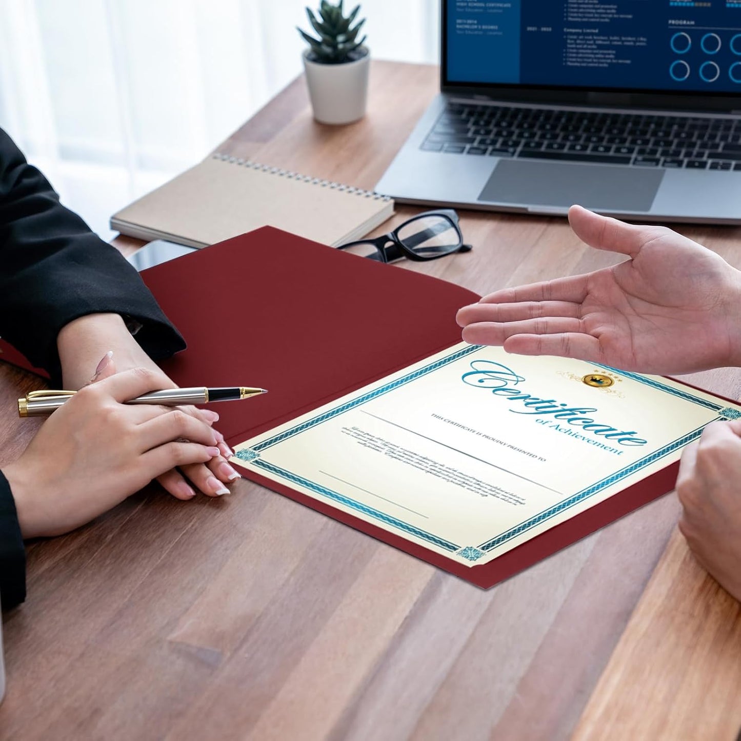 Fainne 120 Packs Certificate Holders Bulk, Diploma Covers Gold Foil Border, Document Covers for Letter Size 8.5x11 Award Certificates, Cardstock, Document Papers, Paper Card Stock(Red)