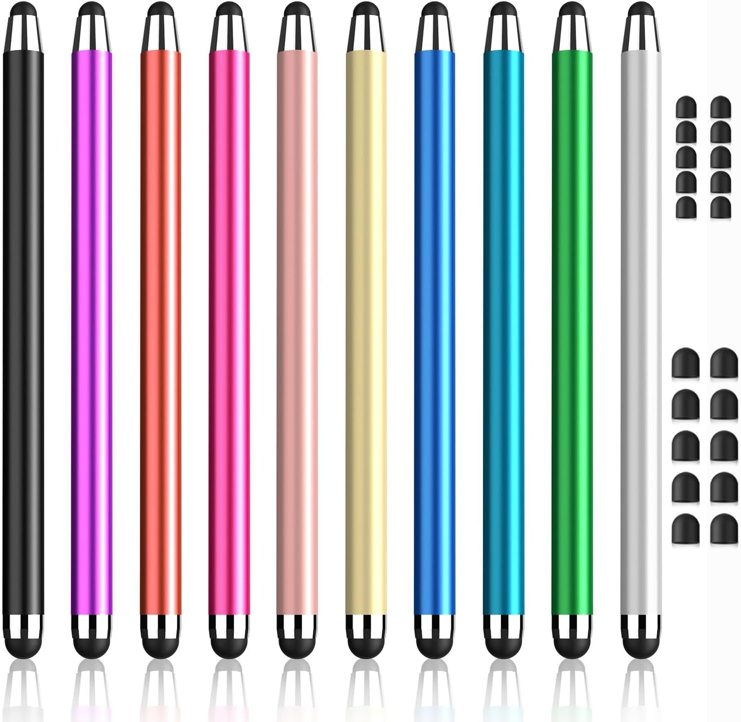 Stylus Pen for Touchscreen, 10 Pack Multiple Colors, 2 in 1 Universal Stylus, High Precision Sensitivity, Stylus Pen for ipad, iPhone, Android, Galaxy Microsoft, Tablet All Capacitive Touch Screens