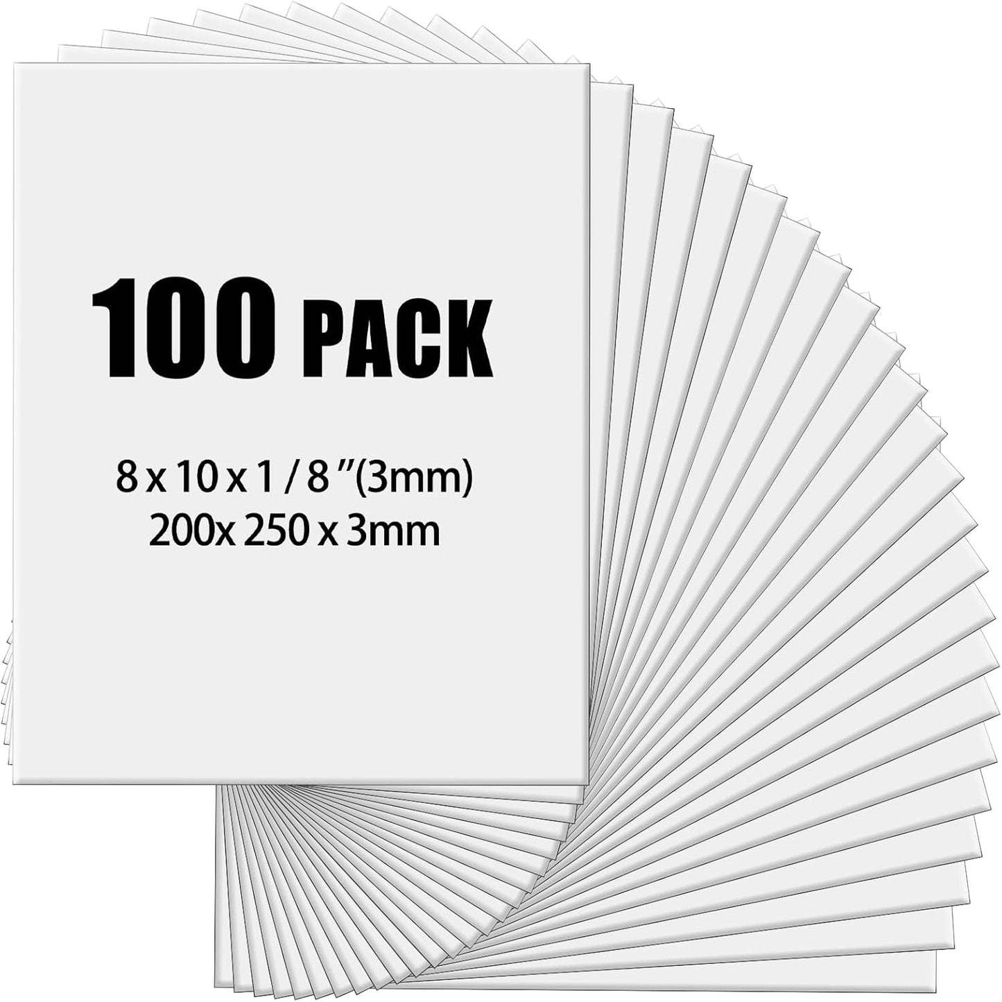 Frienda 100 Pack Foam Boards 1/8 Inch Thickness Foam Poster Boards Core Backing Board for Projects Presentation Board for School Crafts Office Art Projects(8x10x0.125 Inches,White)
