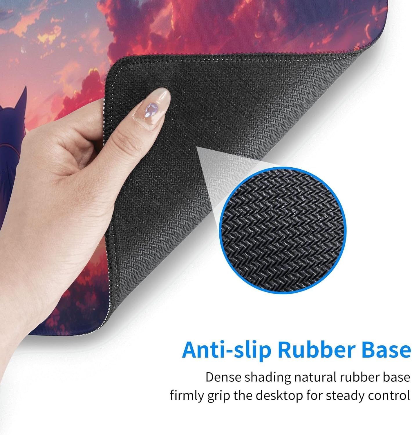 Gaming Mouse Pad Desk Pad,Extended Big Mouse Pad,31.5x11.8 Inch Long Computer Keyboard Mouse Mat Mousepad with 3mm Non-Slip Base and Stitched Edge for Gaming and Office… (Sunset Cat)