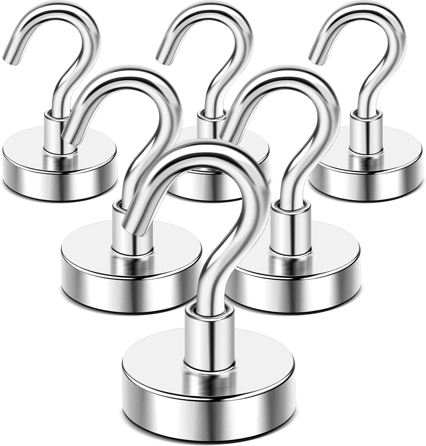 DIYMAG Magnetic Hooks, 50 LB Heavy Duty Magnets, 6 Packs Strong Rare Earth Neodymium Magnet Hook for Hanging, Magnetism Hanger for Curtain, Home, Kitchen, Workplace