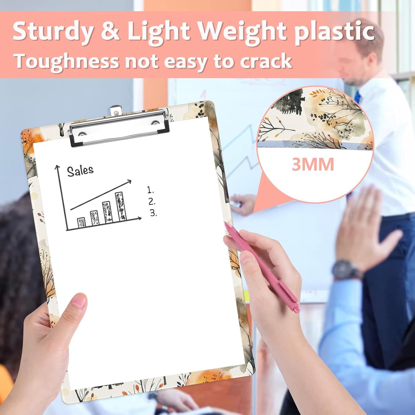 Autumn Trees Plastic Clipboards,Cute Fashion Clipboard Decorative 8.5" x 12.5"Standard A4 Size Clipboards,Acrylic Clipboard for Teacher,Social Worker,Students,Nurse,Office Supplies