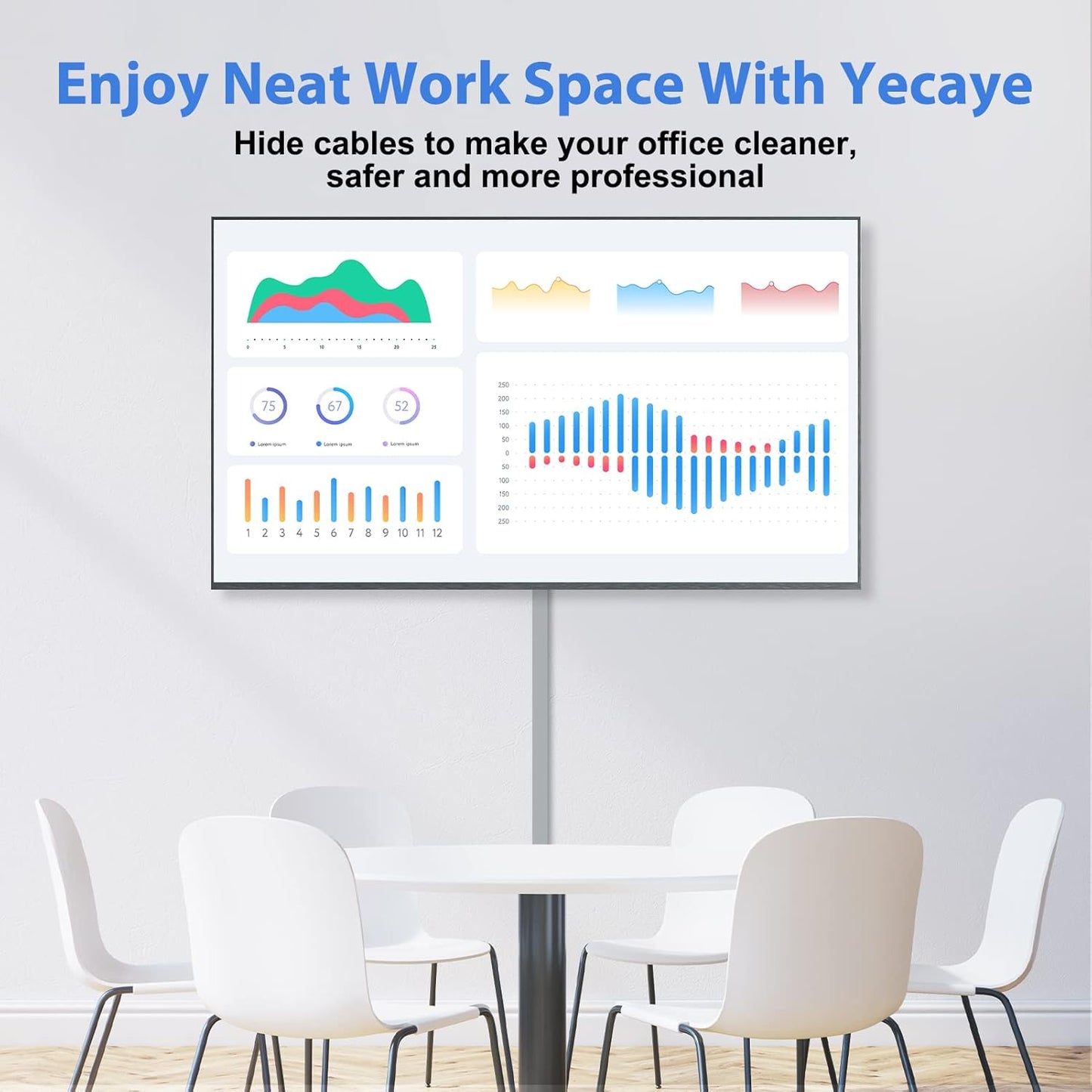 Yecaye 125in Grey Cord Hider, One-Cord Channel Cord Cover on Wall, Cable Management Kit, Wire Covers for Cords, Cable Raceway, W0.59in H0.4in, Grey