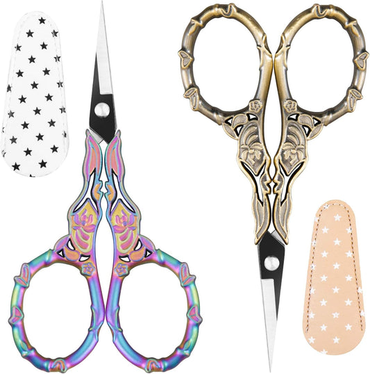 Small Craft Scissors with Cover, Comfortable Handles With Beautiful Butterfly Decos and Sharp Tips, Tools for Crochet, Embroidery,Sewing
