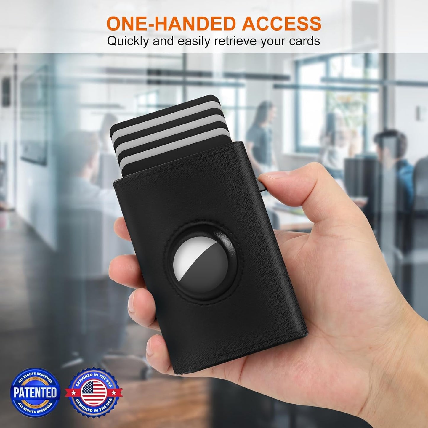 Mens Wallet Card Holder for AirTag - Top Grain Leather Smart Wallet for Men Compatible with Apple Air Tag, RFID Blocking, Slim, Minimalist, 9-14 Card Capacity | ID Window | Cash Slot