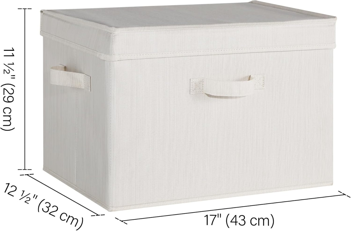 StorageWorks Closet Storage Bin with Lids, Decorative Storage Boxes with Handles, Fabric Storage Bins for Clothes, Jumbo, Mixing of Beige, White & Ivory, 2-Pack