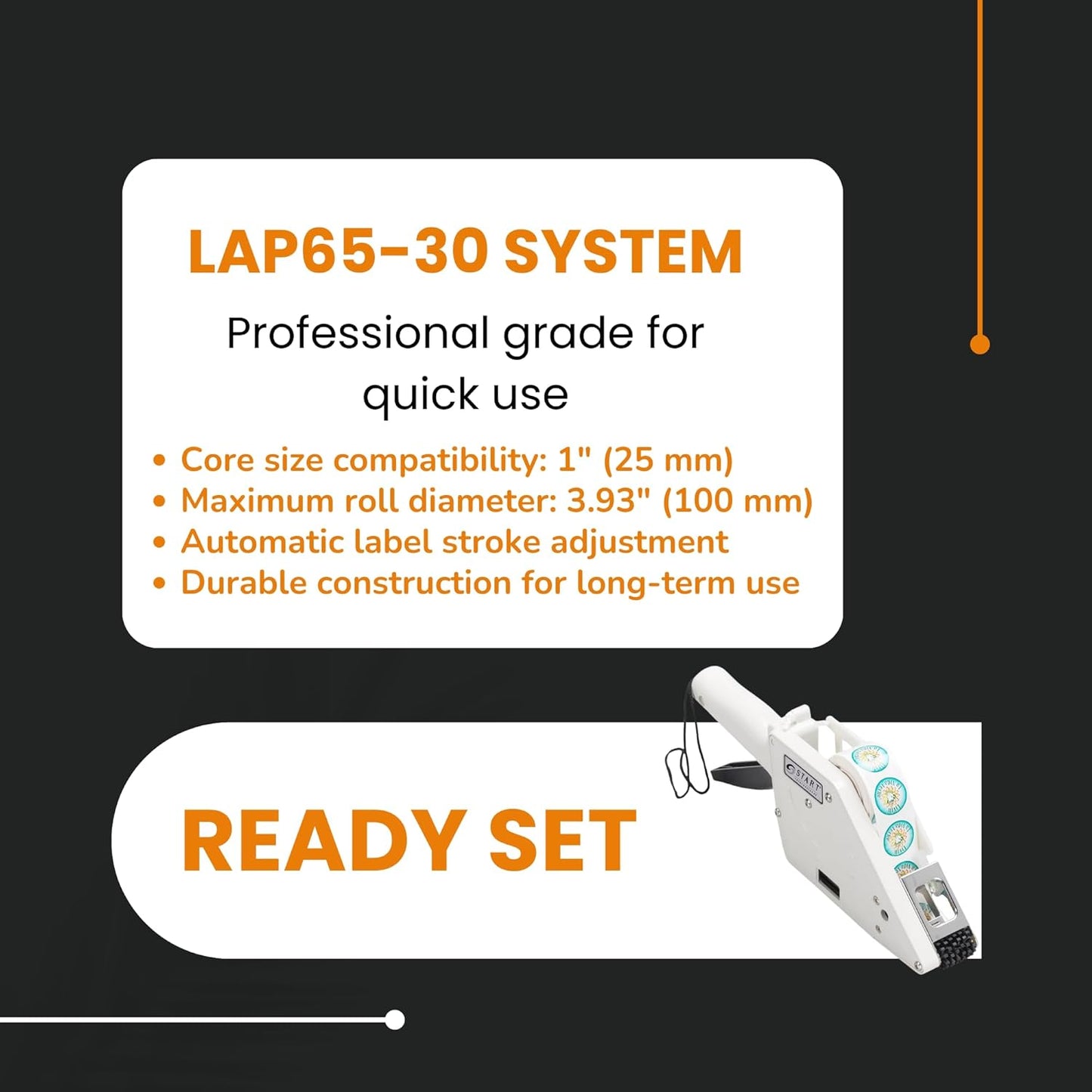 Start International - LAP65-30 - Label Dispenser - Manual Label Applicator - Handheld Die Cut Small Labels Tool - 0.75-1.20 Inch - Narrow Width