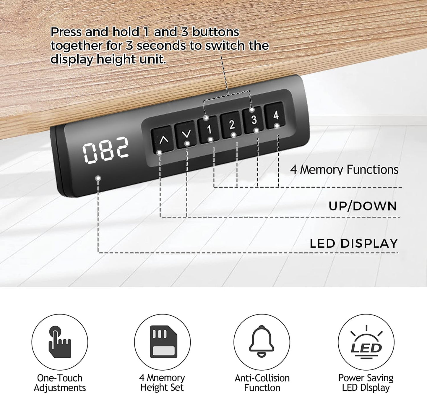 Electric Standing Desk 63 x 24 Inches Adjustable Height Ergonomic Sit Stand Up Desk Curved for Home Office Computer Workstation with 2 USB Ports 3 Power Outlets Memory Preset Wheels, Oak