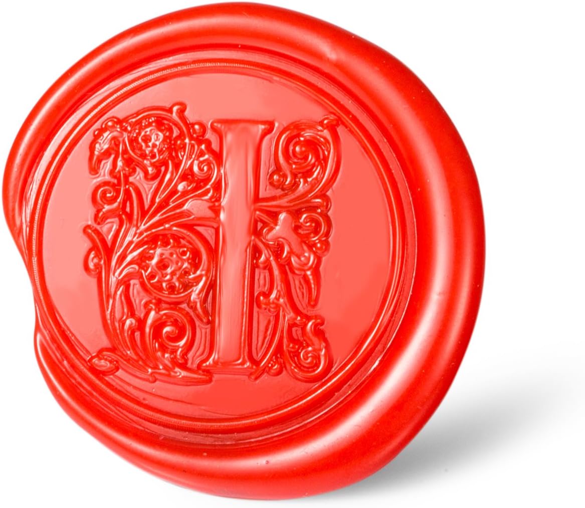 Mceal Wax Seal Stamp, Large Seal 1 1/5"(30mm) Dia, Silver Brass Head with Wooden Handle, Regal Letter A to Z Series (Letter I)