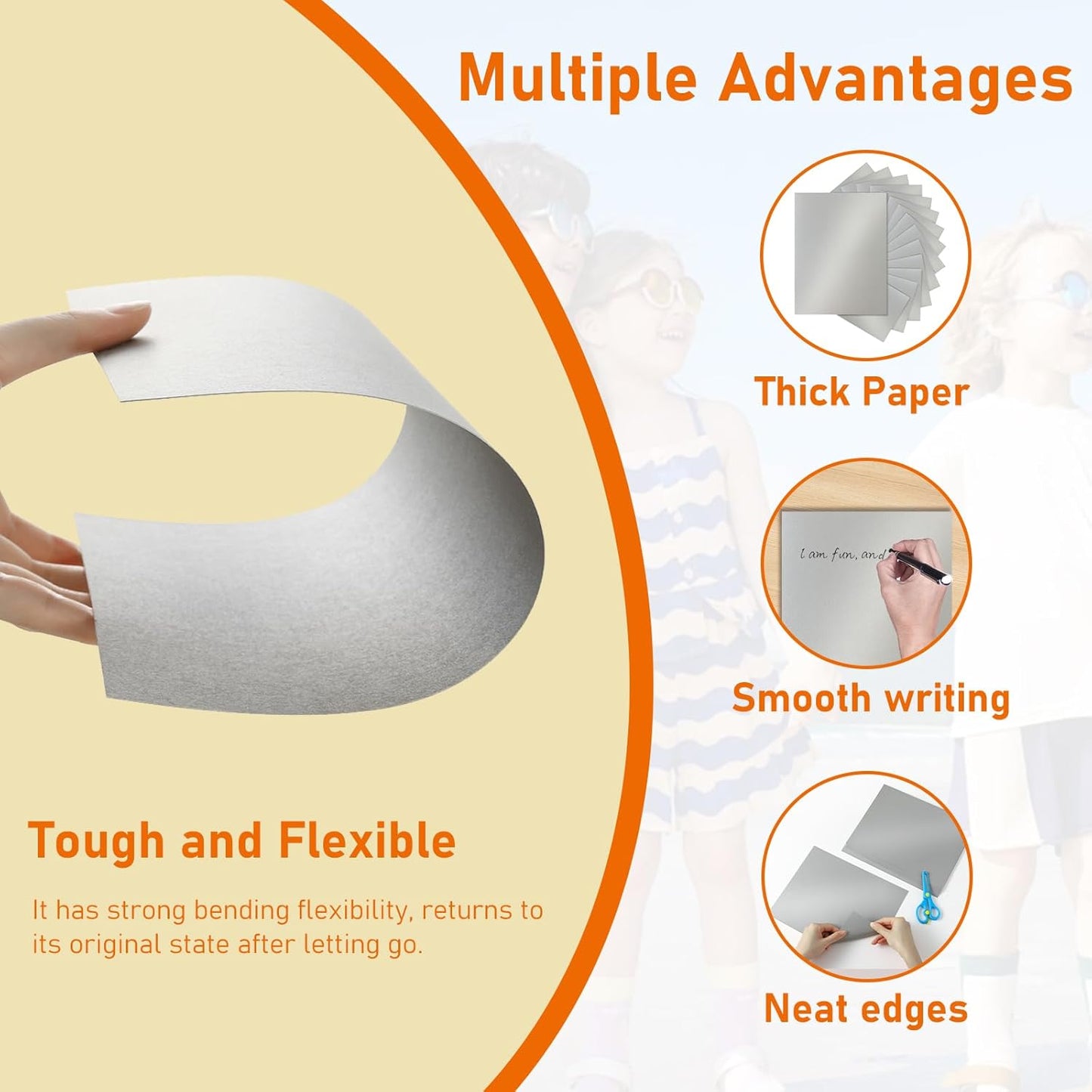 28 Sheets Silver Shimmer Cardstock 8.5 x 11 Craft Paper, 92lb Premium Glossy Grey Paper Card Stock for Wedding, Scrapbooking, Business Cards, Making Cards, Menus