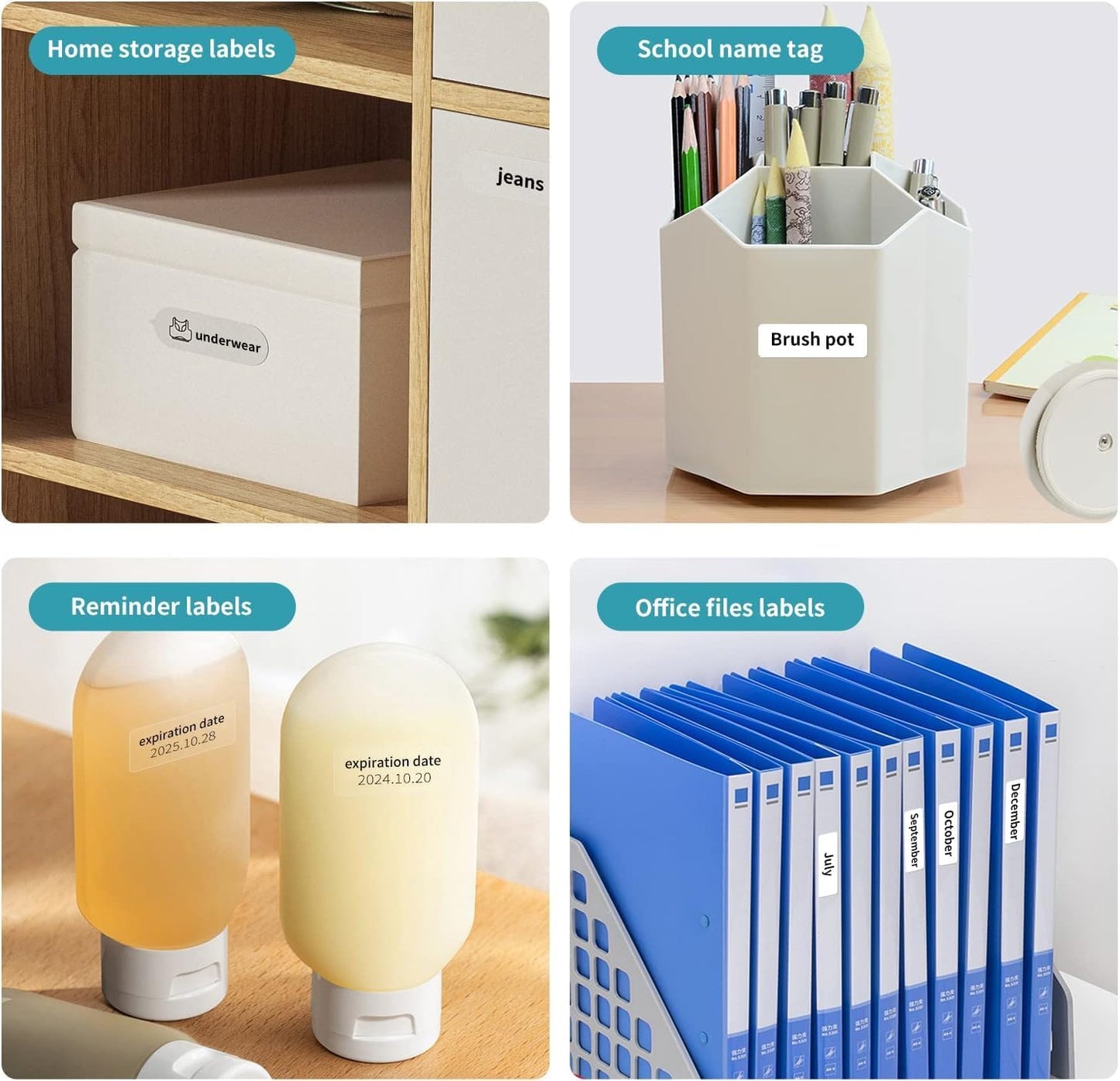 DEEPIN Label Maker Machine Portable Bluetooth Label Maker with Tape, Thermal Label Printer Multiple Templates for Phone, Mini Label Sticker Printer for Business Office Organization Black