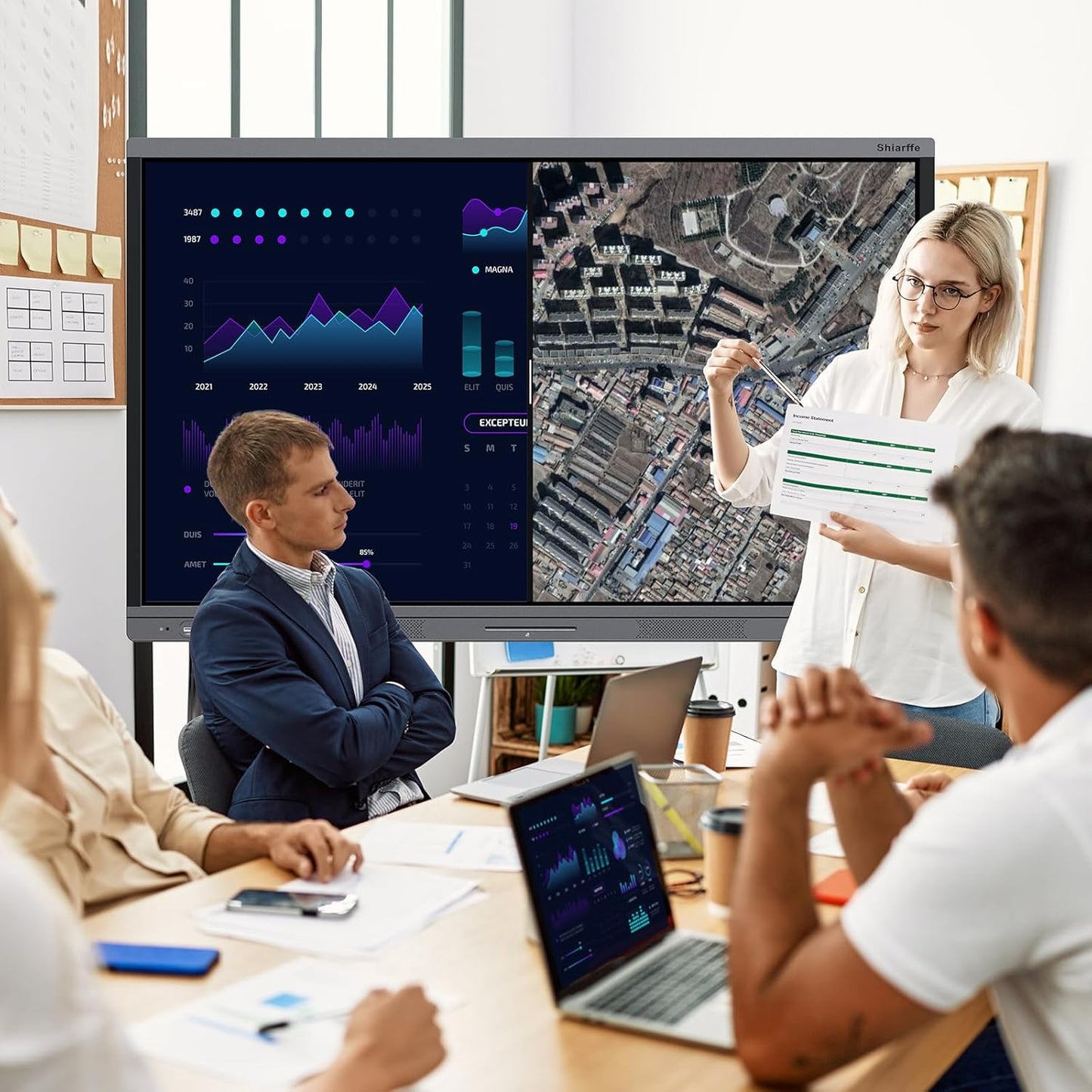 Shiarffe X5 Smart Board 55" 4K Interactive Whiteboard Google EDLA-Certified, OTA Software Updates Android 14 OS Octa-Core, Smart Whiteboard for Classroom Office Homeschool