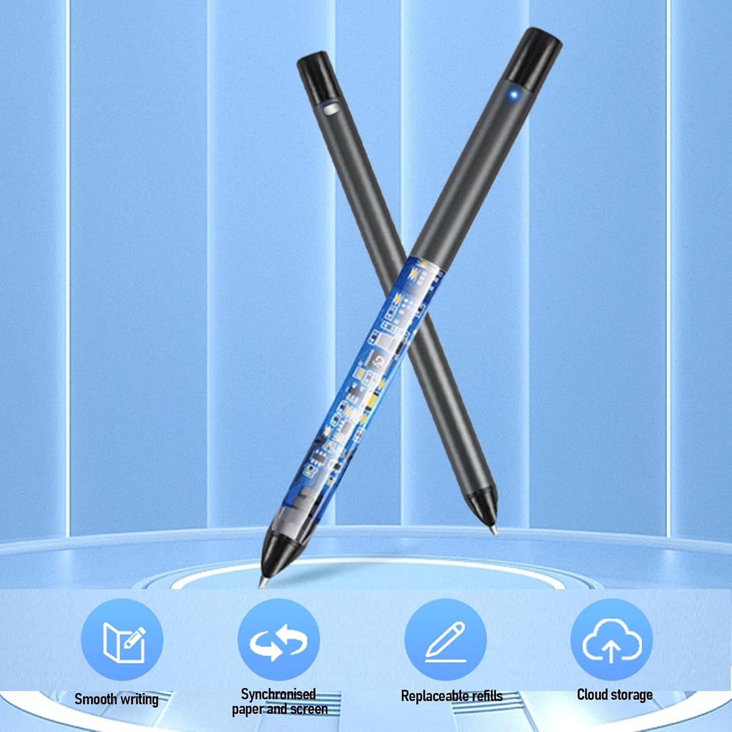 Yunseity 3 in1 Digital Smart Pen, Smartpen Notebook Set, Real Time Sync for Digitizing, Bluetooth 5.0 Paper Smart Writing Set, Convert to Text, OCR Technology, for iOS for Android (Grey Black