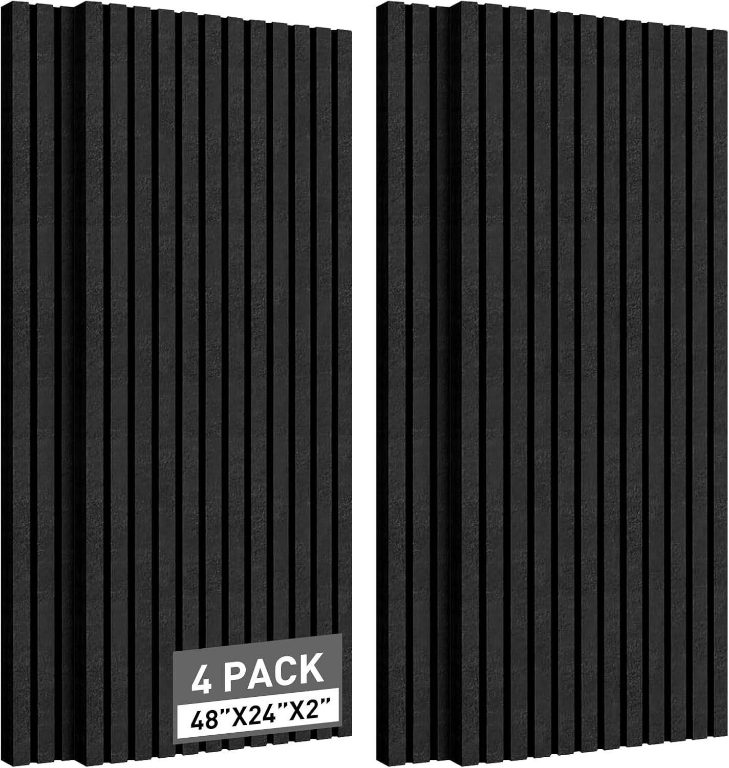 4 Pack Acoustic Foam Panels, 2" X 24" X 48" Wedge Soundproof Studio Foam for Walls,Sound Absorbing Panels, Sound Insulation for Studio, High Density Fireproof Studio Wedges (Black, 4 Pack)