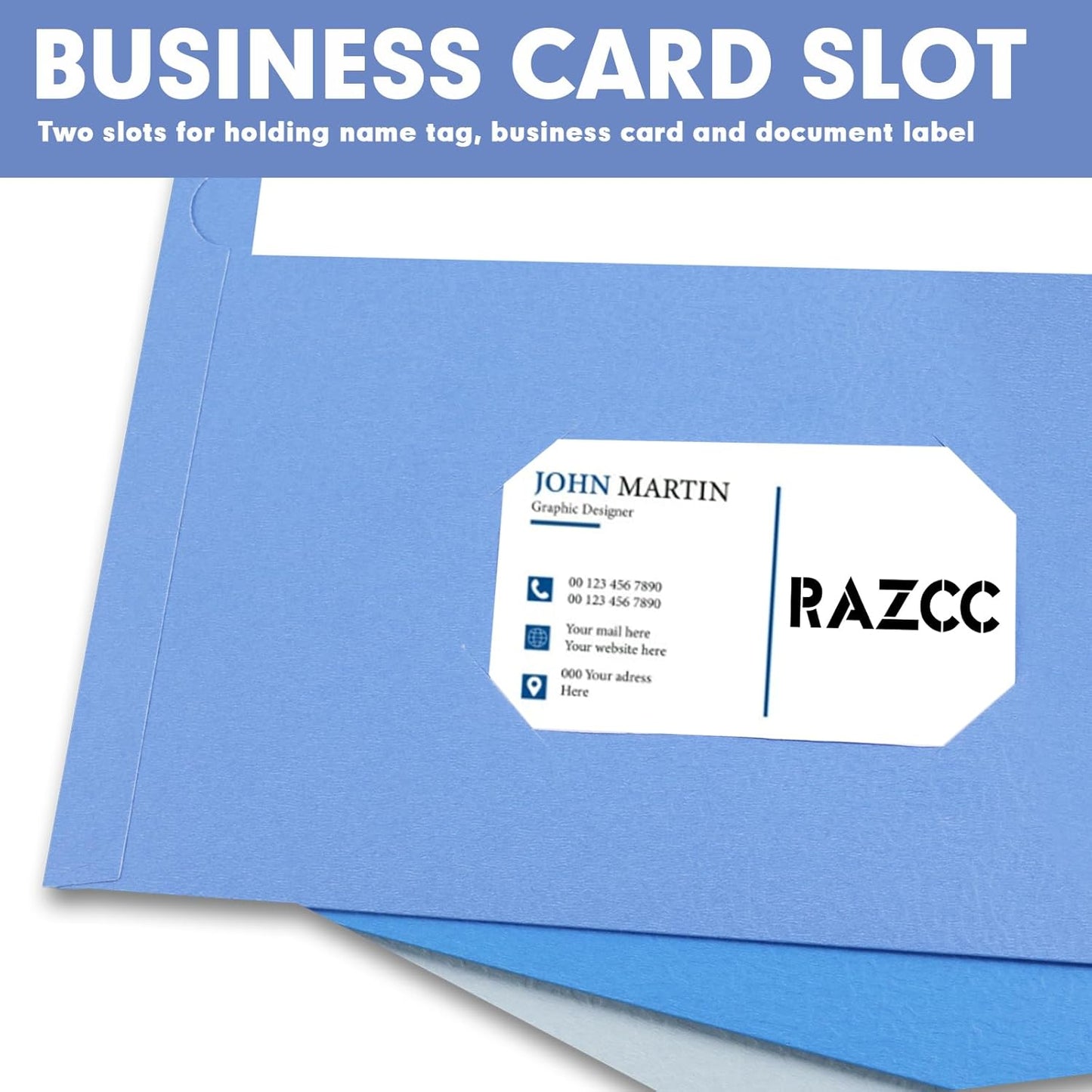 Two Pocket Folders, RAZCC 50 Pack File Folders with Pockets Fit Letter Size Paper, Thick Paper File Folder for School Office Business Home, Assorted 10 Colors