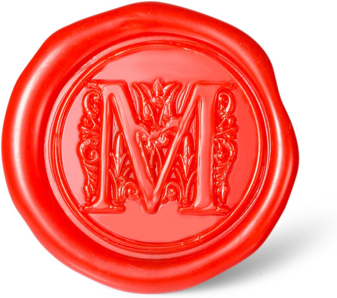 Mceal Wax Seal Stamp, Large Seal 1 1/5"(30mm) Dia, Silver Brass Head with Wooden Handle, Regal Letter A to Z Series (Letter M)