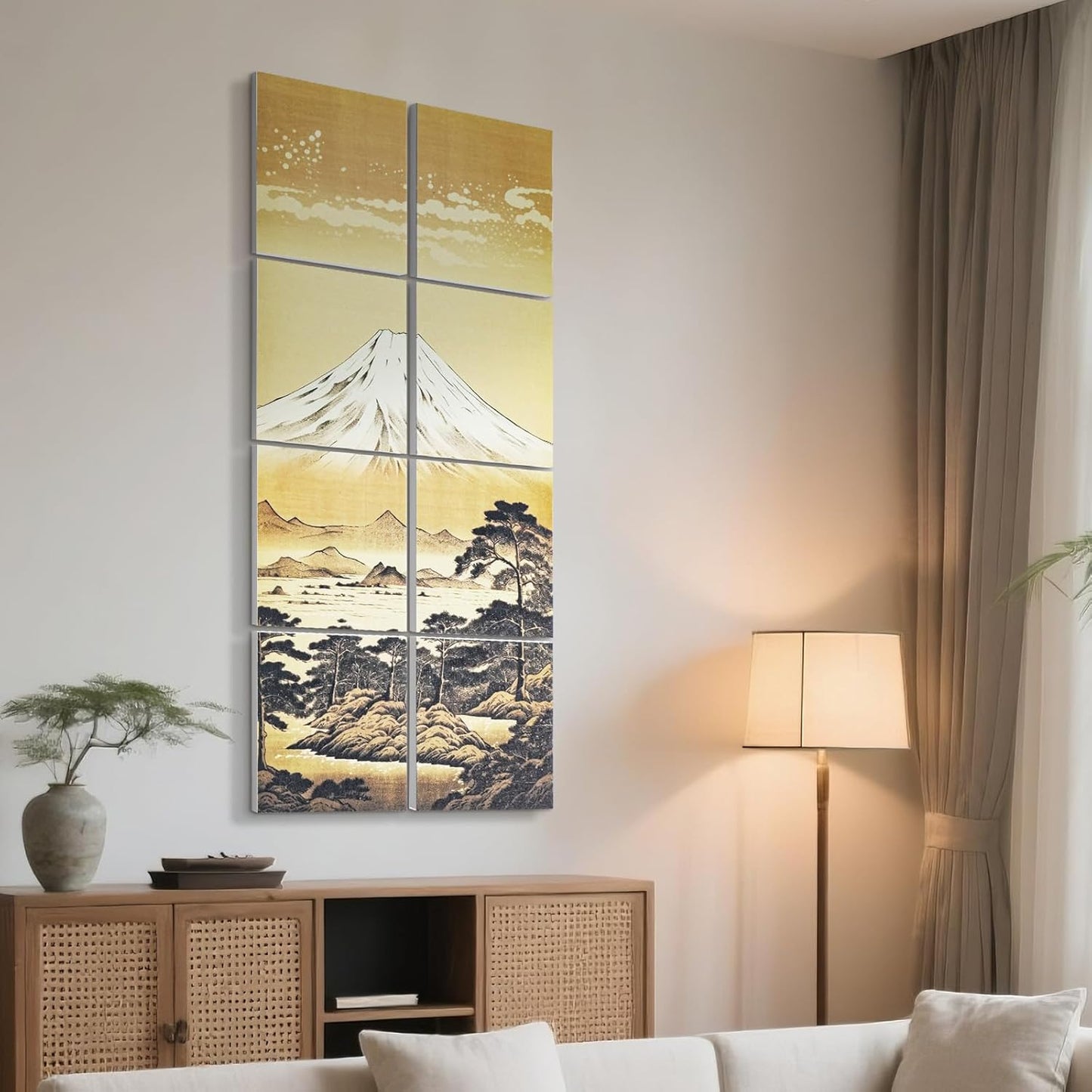 UMIACOUSTICS 8 Pcs 0.7Inch Thick Art Acoustic Panels, Total 47.2” x 23.6” Decorative Sound Absorbing Wall Panels for Home, Office, Hotel, Old-Traces Snowy-Peaks