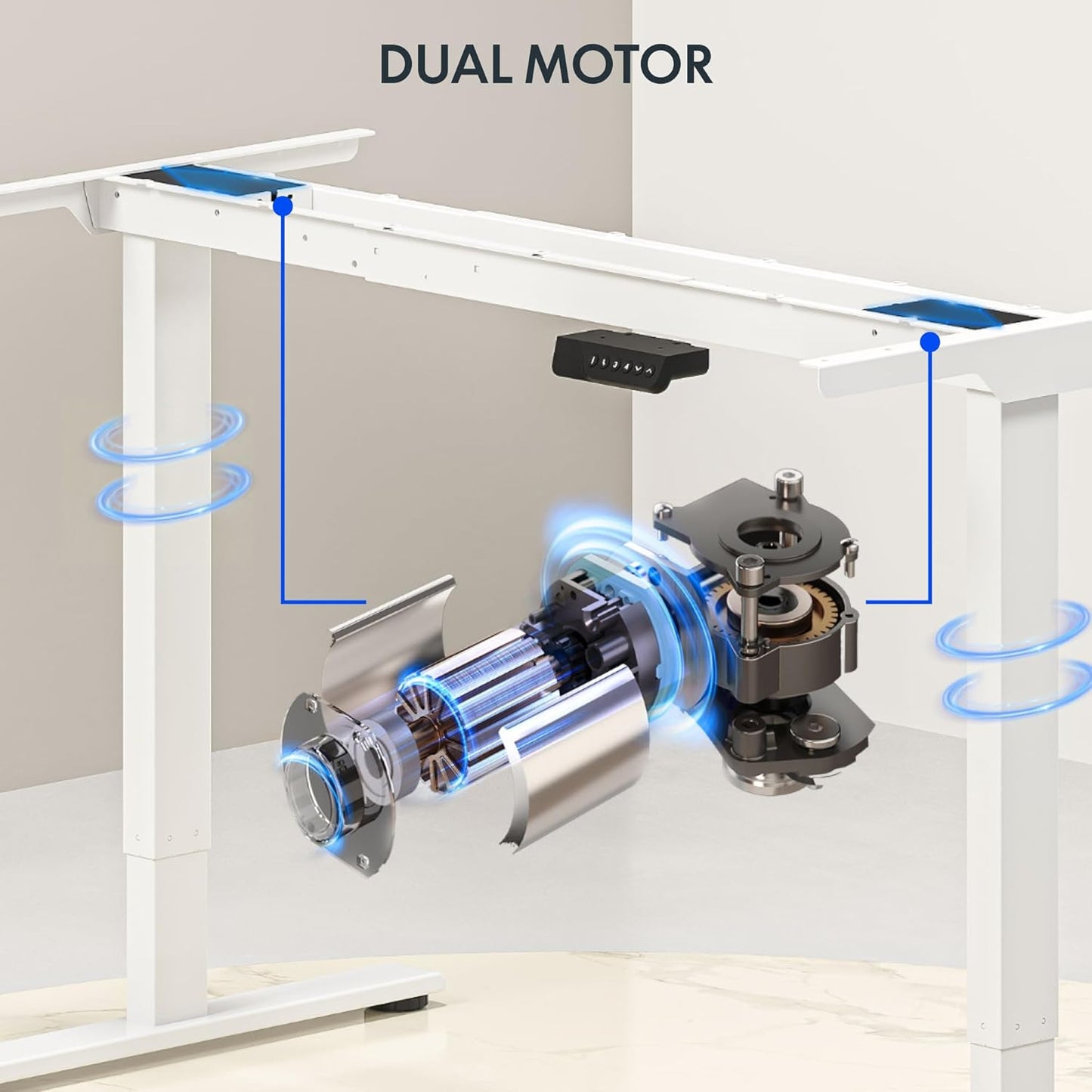 FLEXISPOT 71 x 32 Inch Dual Motor Standing Desk, Computer Desk with Memory Controller, Home Office Desk with Splice Board (White Frame + 71" White Desktop, 2 Packages)