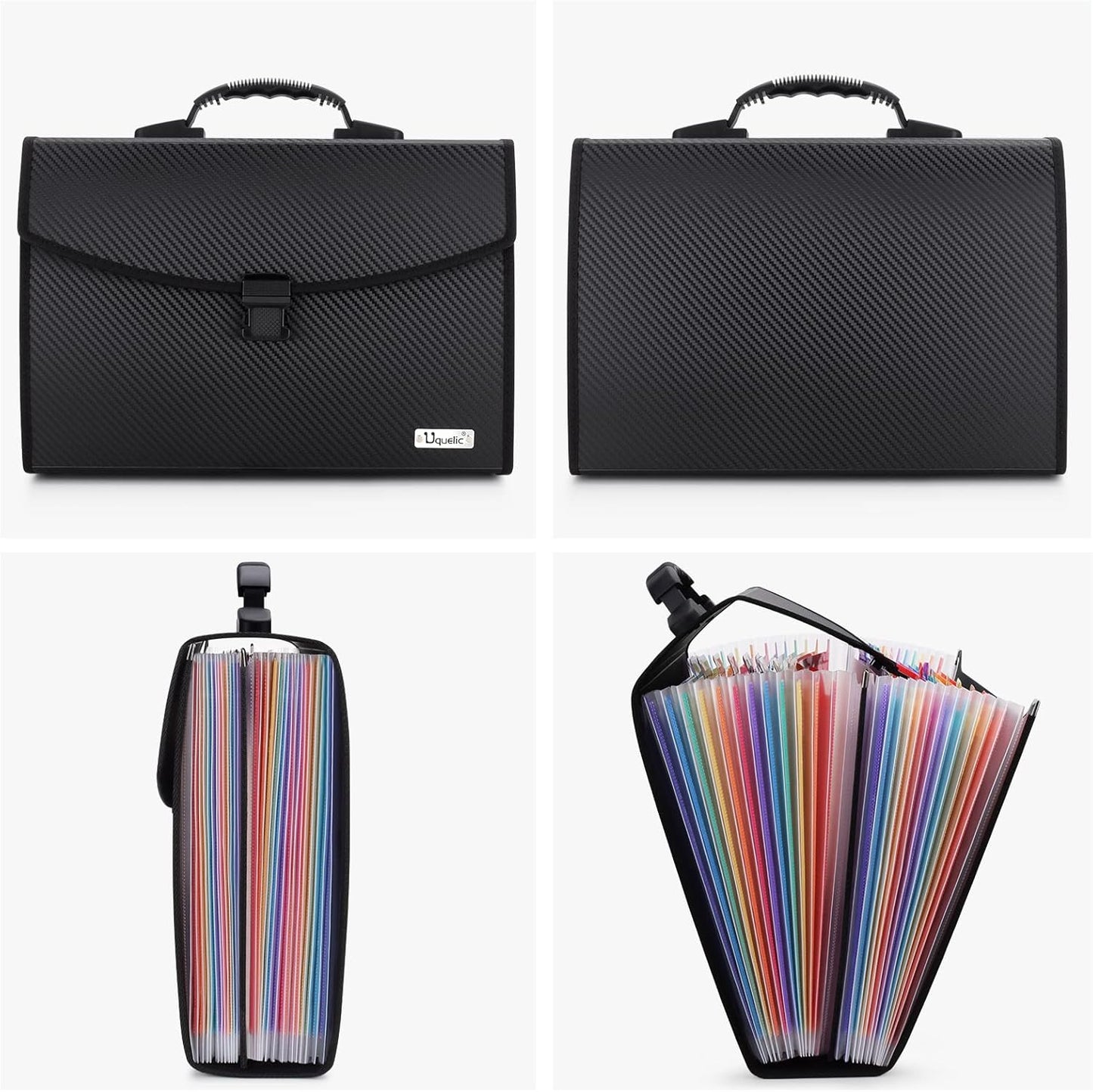 Uquelic 26 Pockets Expanding File Folder - Accordion Savor Document Organizer Folio Upgraded Durable Buckle, Base with Ergonomic Portable Handle/Large Legal Size Expandable File Organizer