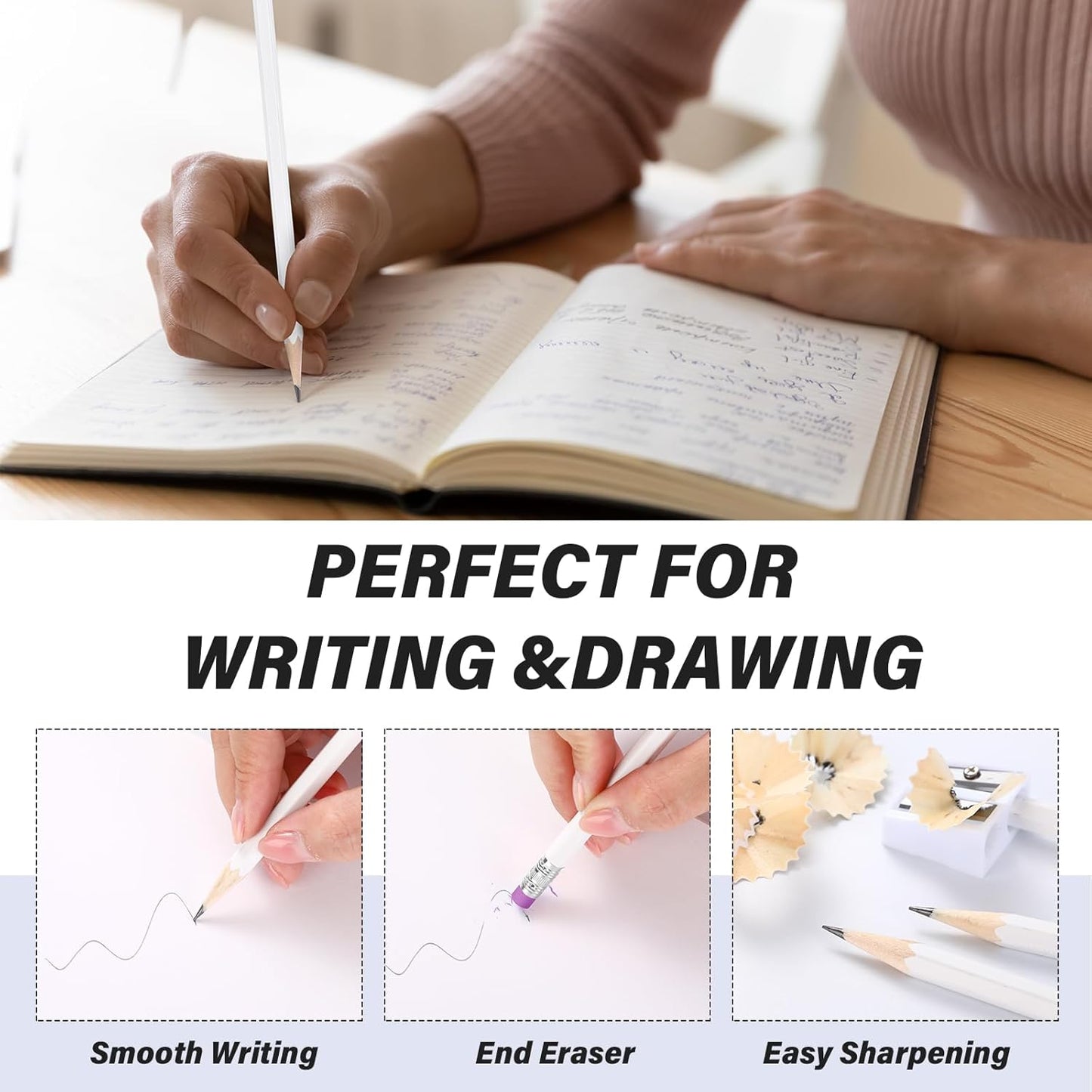 TecUnite 120 Pcs #2 HB Pencils with Eraser No 2 Unsharpened Wooden Hexagonal Pencils for Adults Gifts for School Exam art Learning Office Sketching(Purple Series)