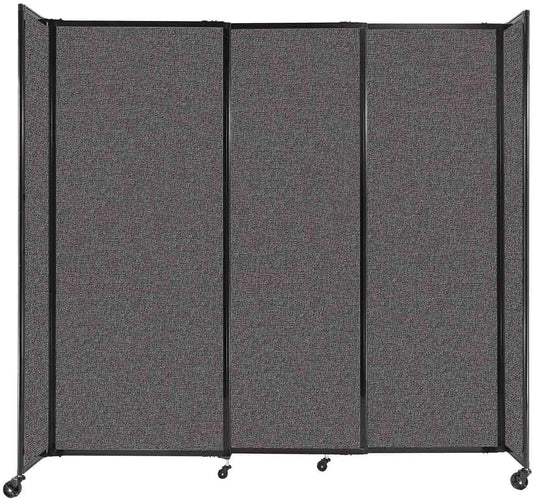 Versare Straightwall Sliding Portable Wall Partition | Freestanding Office Dividers | Locking Wheels | Temporary Room Separator | 7'2'' Wide x 6'10'' Tall Charcoal Gray Fabric Panels