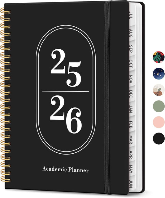 Planner 2025-2026, Academic Year Weekly and Monthly Calender Planner, July 2025 - June 2026, Spiral Bound School Planning Tool, Perfect for Teacher, Student, Women & Men - A5 (6.3" x 8.5"), Black