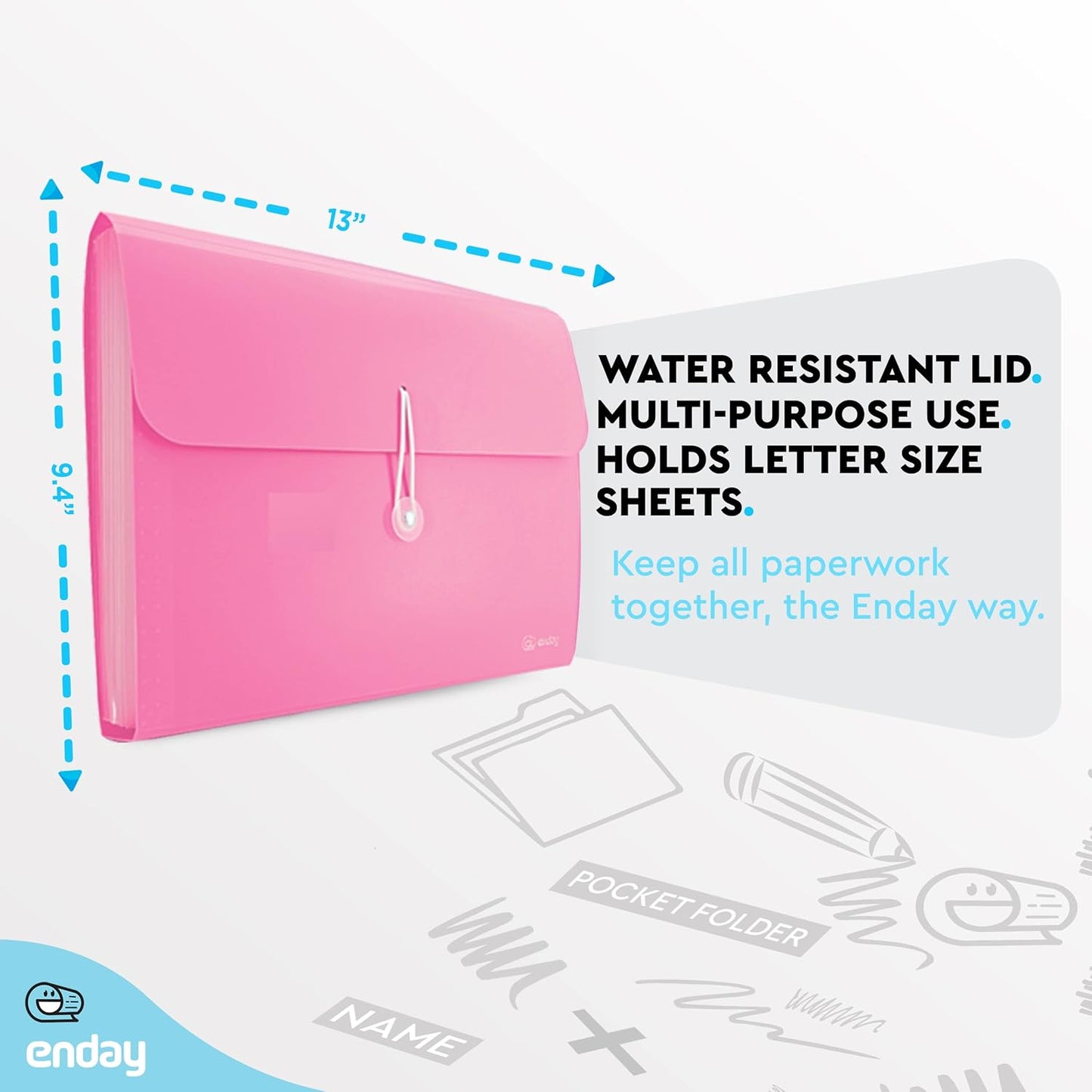 Accordion File Organizer, 13 Pocket Expanding File & Cover Folder with Labels, Plastic Portable Desktop Supplies Letter A4 Paper in Purple, Pink, Red, Multicolor, (3 Pack) – by Enday