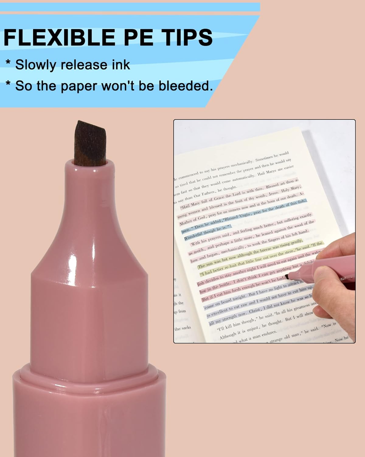 Aesthetic Highlighters, Lipstick-shaped Highlighters, Assorted Colors With Soft Chisel Tip,No Bleed Bible Highlighter Pastel,Unique Highlighters, 6 Pack