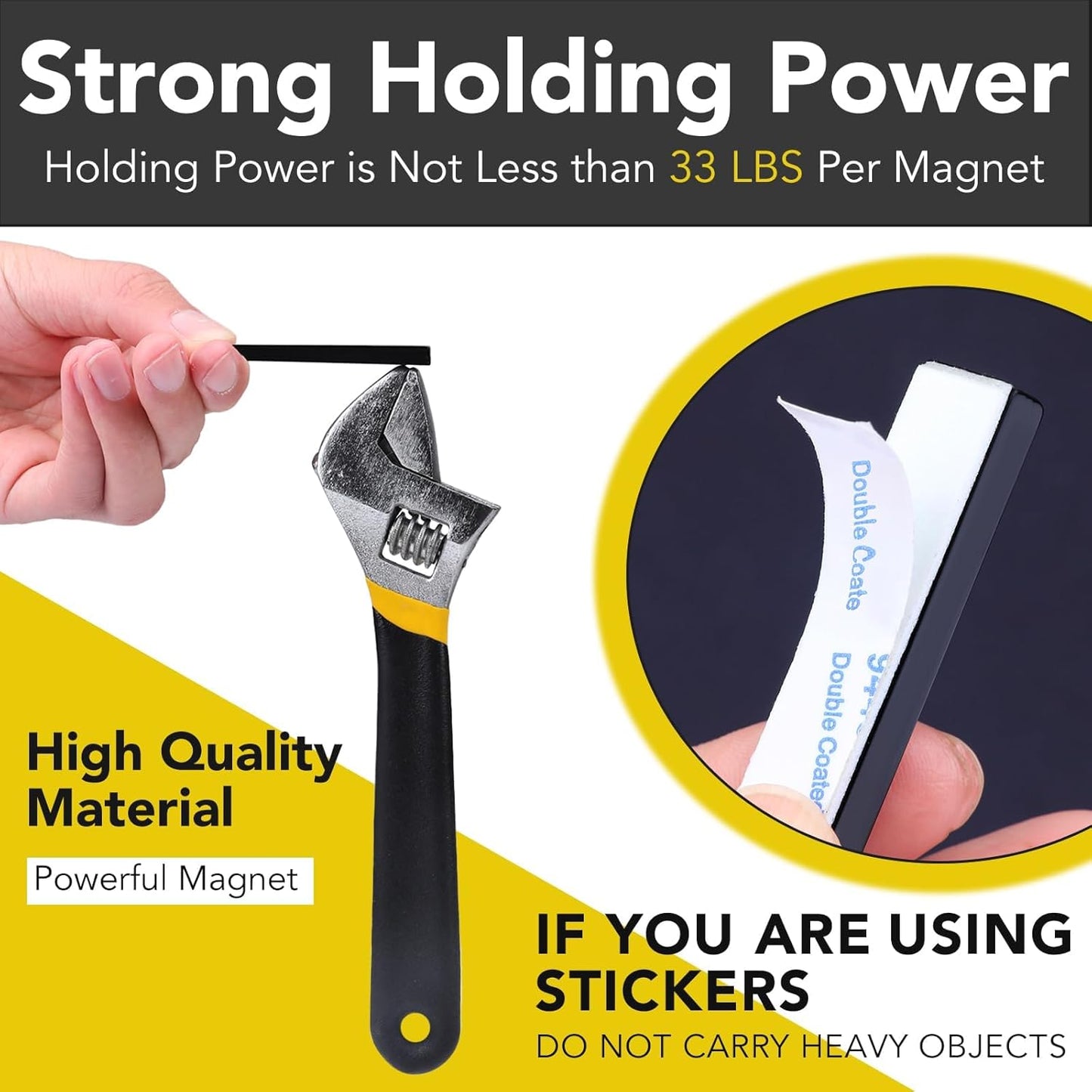 LOVIMAG Waterproof Strong Neodymium Bar Magnets, Black Refrigerator Magnets with Double- Sided Adhesive, Heavy Duty Magnet for Shower Door,Fridge,Office,Scientific Etc, 60 x 10 x 5 mm, Pack of 50