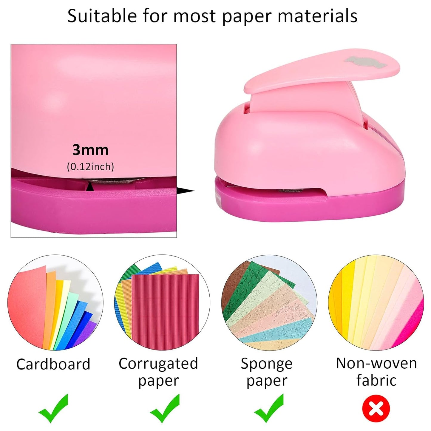 Craft Punches 8 Pack with 4 Sticker Paper, 0.6inch Hole Punch Shapes Medium Paper Punch Shapes, Craft Hole Punch for DIY Scrapbooking Nail Art Craft Punchers Supplies