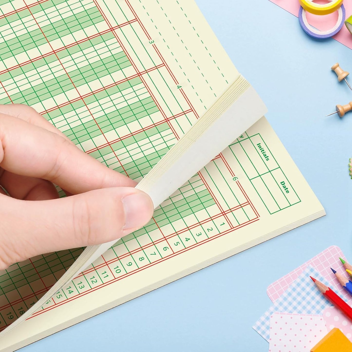 Fulmoon 5 Pack 250 Sheets Ledger Paper Accounting Columnar Pads 3 Hole Analysis Accounting Ledger Book for Business, 50 Sheets/Pack, Single Page Format, Green(8.5 x 11 Inch,6 Columnar)