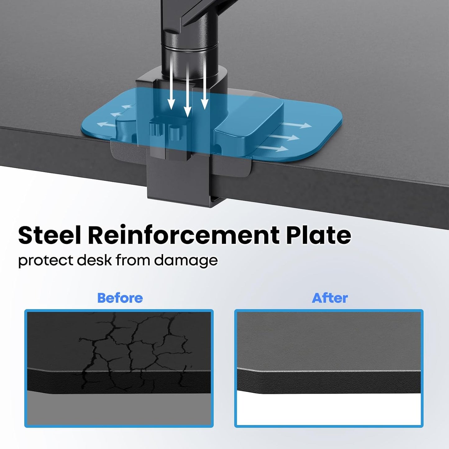 PUTORSEN 17-57 Inch Ultrawide Monitor Arm and TV Desk Mount,up to 59.4 lbs, Premium Aluminum Single Monitor Arm Desk Mount with Gas Spring, Steel Reinforcement Plate, VESA 75x75 to 200x200