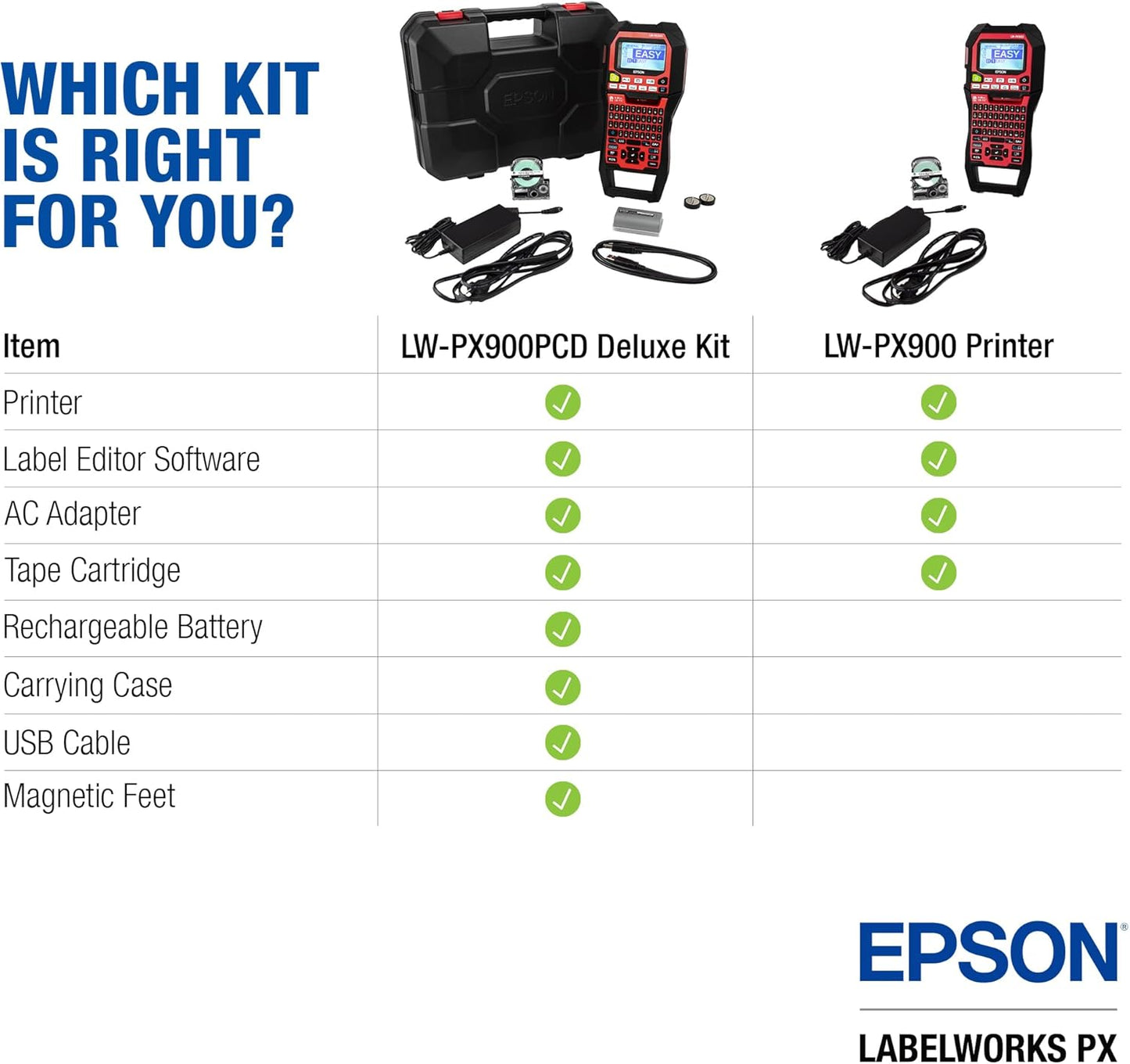 LABELWORKS Epson LW-PX900 Industrial Label Maker - Portable Handheld Label Printer Compatible with All Epson PX Tape Types