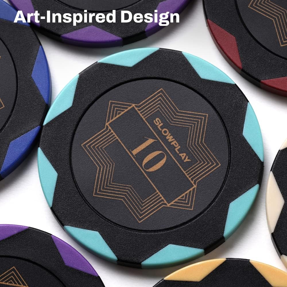 SLOWPLAY Nash Clay Poker Chips, 14 Grams Heavyweight Clay Composite, 40mm Large Chips in Bulk, Pack of 50 in Purple Without Denomination