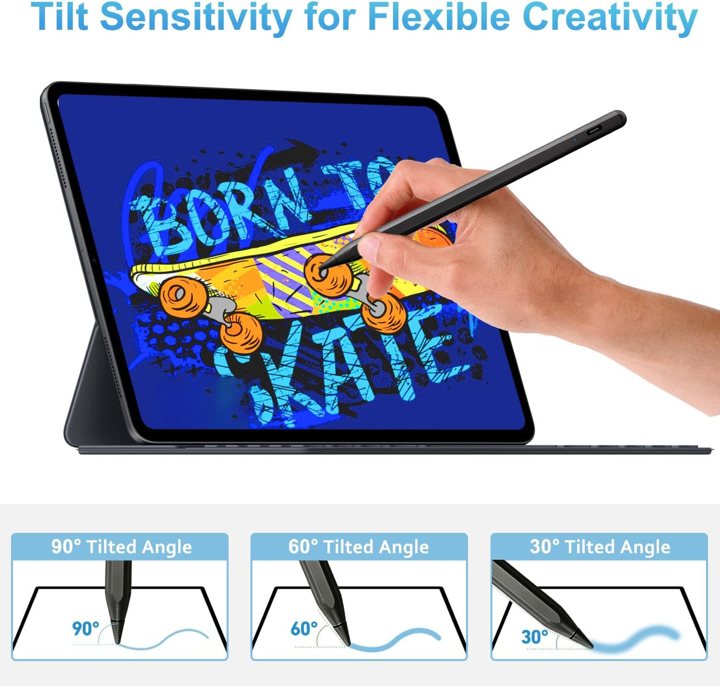 Stylus Pen for iPad Apple: Fast Charge for iPad Pencil Apple Pen with Palm Rejection Tilt Sensitivity - Pen for iPad 10/9/8/7/6, iPad Pro 12.9"/11"/13" M4, iPad Mini 6/5, iPad Air 5/4/3/M2 Black