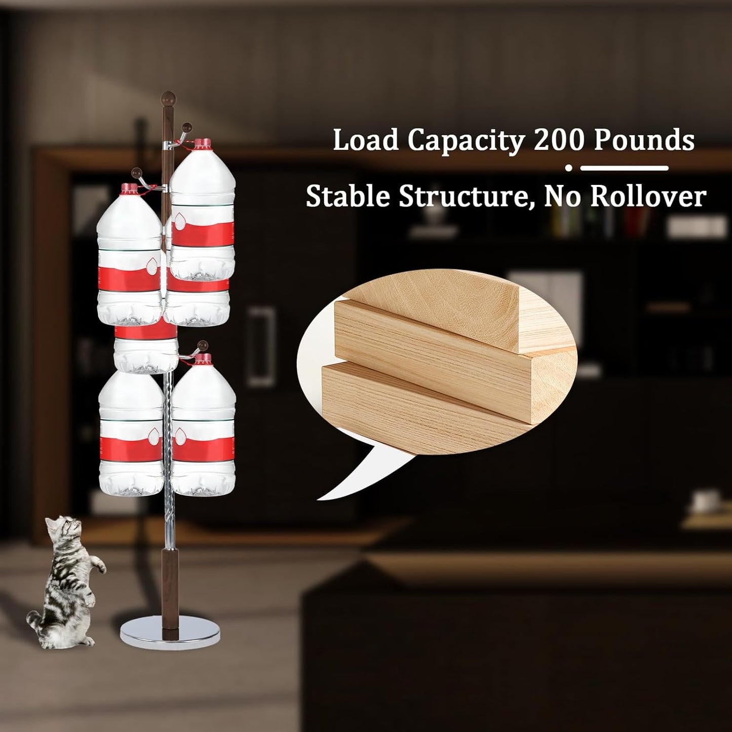 Coat Racks FreeStanding with 11 Hooks, Natural Wood Coat Rack with Solid Round Base, Adjustable Height Coat Racks, Easy Assembly for Hallway, Bedroom and Office (Walnut Metal)